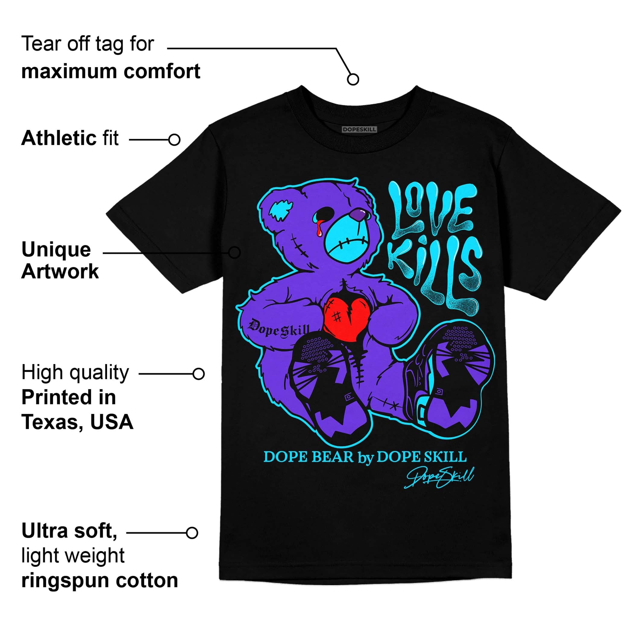 Aqua 6s superstreetwear T-Shirt Love Kills Graphic