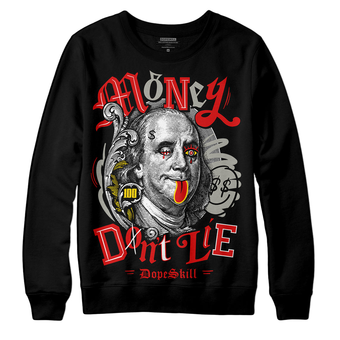 Fire Red 3s superstreetwear Sweatshirt Money Don't Lie Graphic