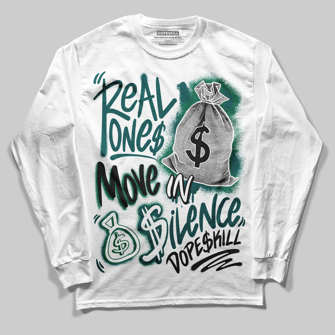 Gel 1130 White Dark Neptune superstreetwear Long Sleeve T-Shirt Real Ones Move In Silence Graphic