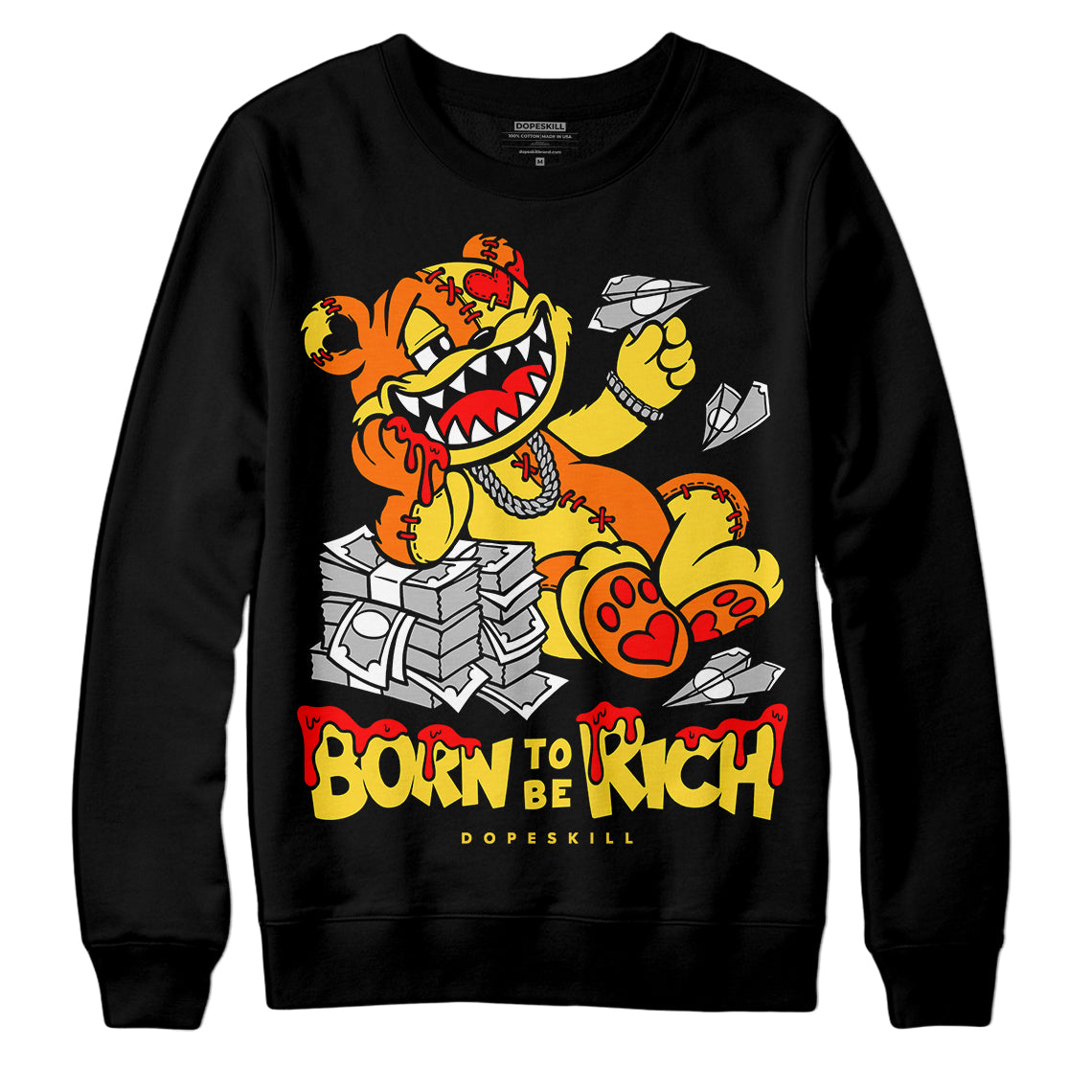 Black Tour Yellow AJ 4 Thunder superstreetwear Sweatshirt Born To Be Rich Graphic