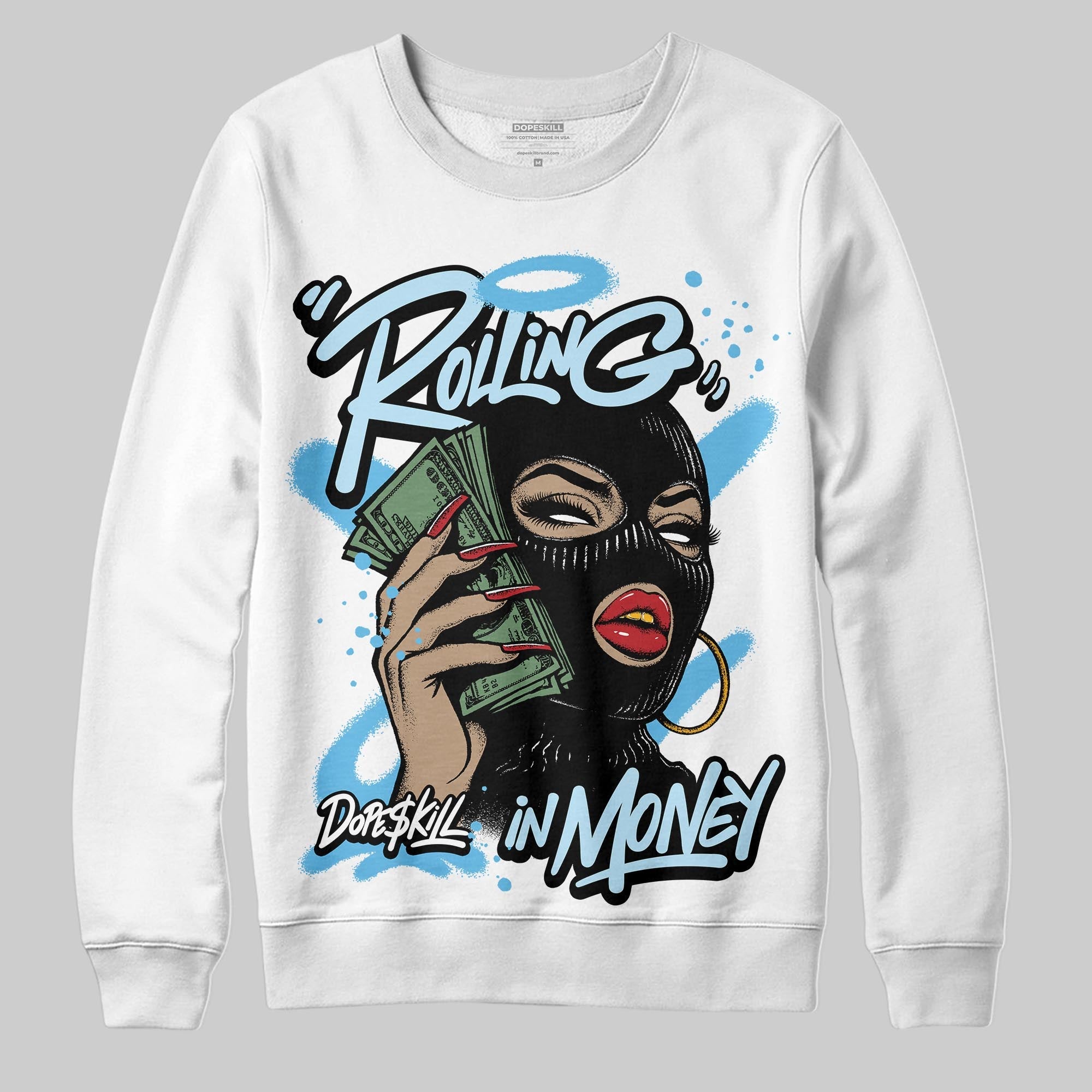 Legend Blue 11s superstreetwear Sweatshirt Rolling in Money Graphic