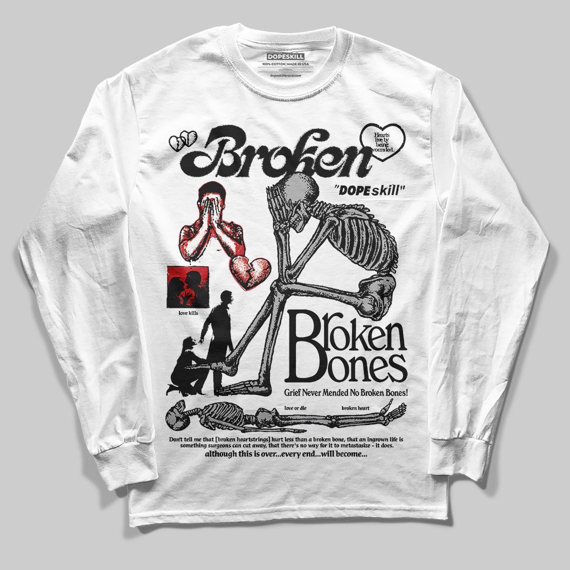 Black Cement 3s superstreetwear Long Sleeve T-Shirt Broken Bones Graphic