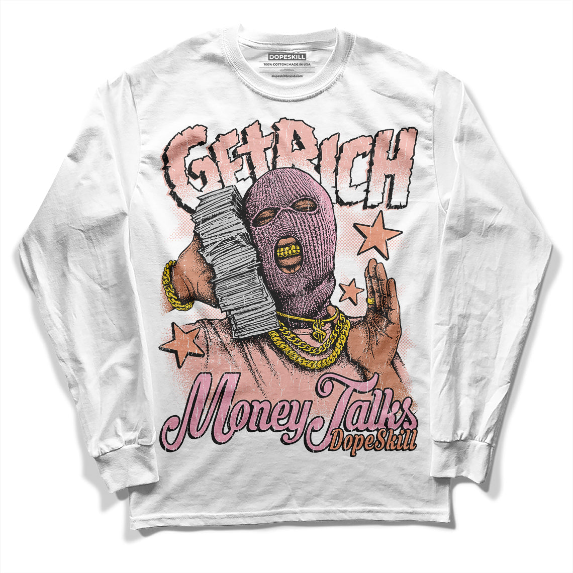 Legend Pink 11s superstreetwear Long Sleeve T-Shirt Get Rich Graphic