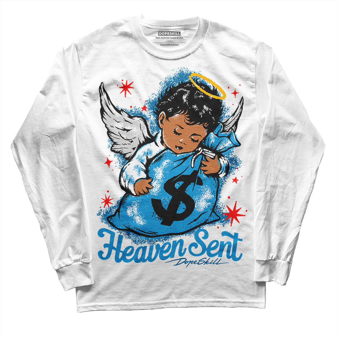 Military Blue 4s superstreetwear Long Sleeve T-Shirt Heaven Sent Graphic