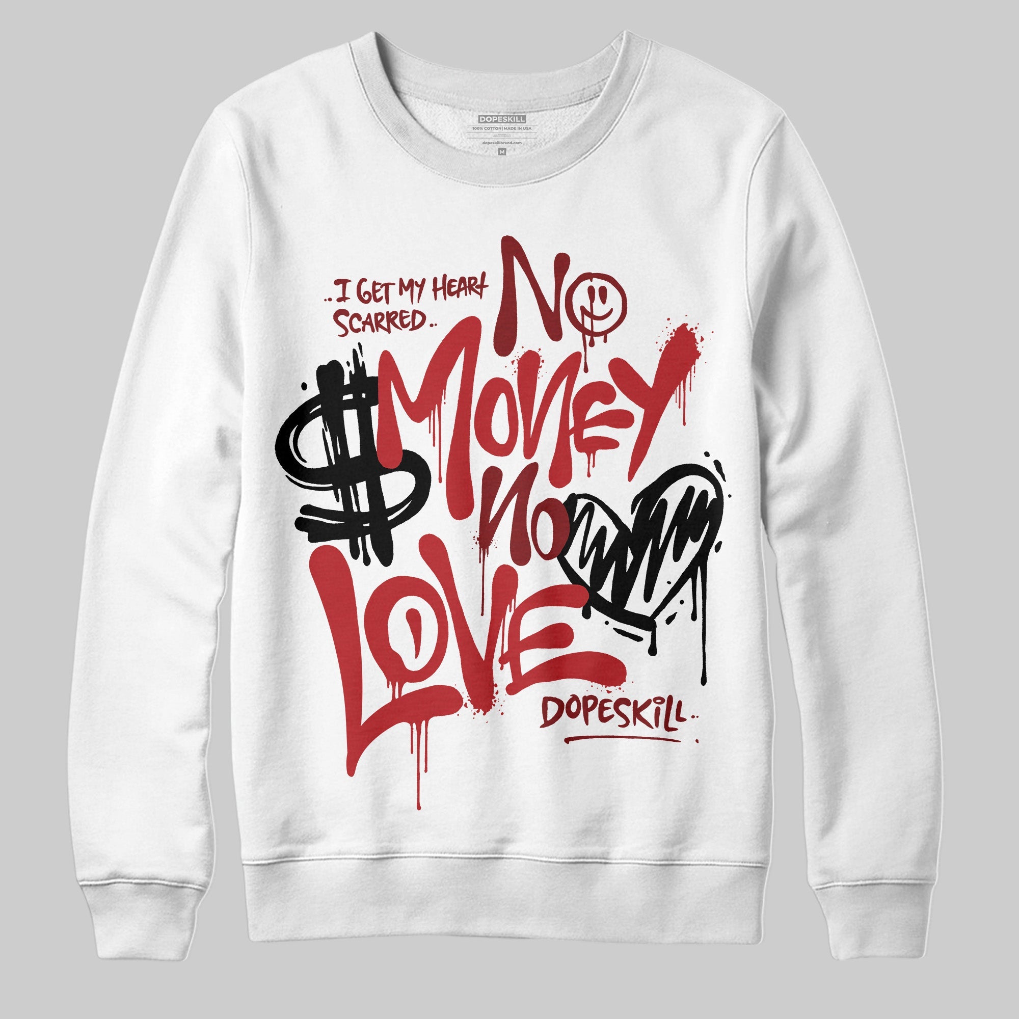 Flu Game 12s superstreetwear Sweatshirt No Money No Love Typo Graphic