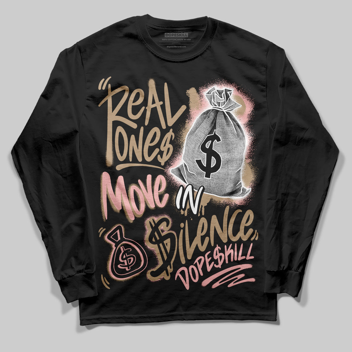 AIR FORCE 1 LINEN superstreetwear Long Sleeve T-Shirt Real Ones Move In Silence Graphic