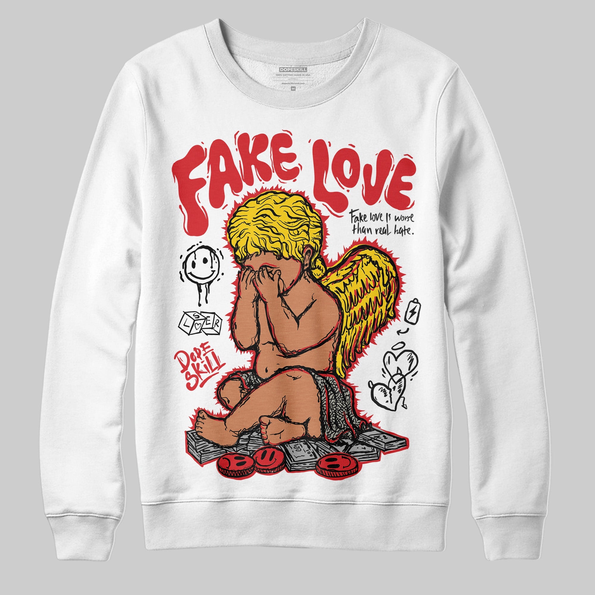 Fire Red 3s superstreetwear Sweatshirt False Love Graphic
