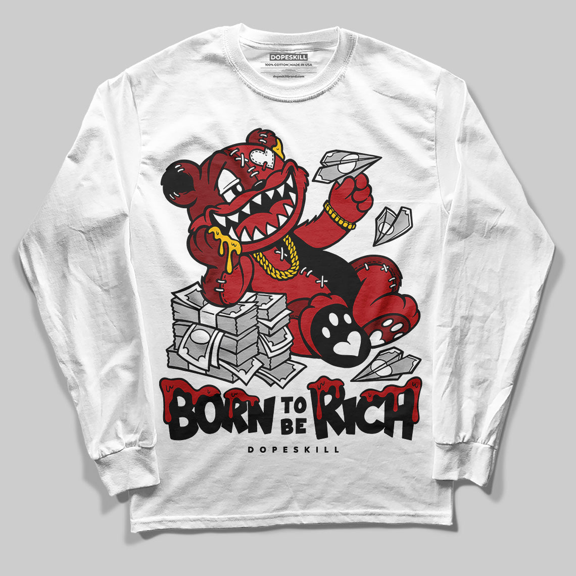 Flu Game 12s superstreetwear Long Sleeve T-Shirt Born To Be Rich Graphic