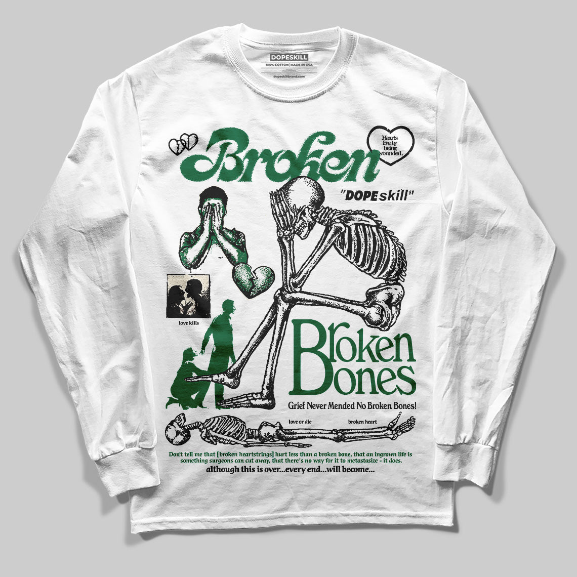 Pine Green 13s superstreetwear Long Sleeve T-Shirt Broken Bones Graphic