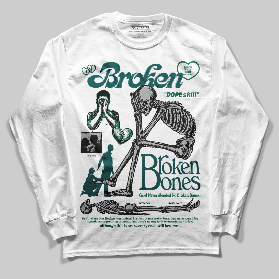 Gel 1130 White Dark Neptune superstreetwear Long Sleeve T-Shirt Broken Bones Graphic