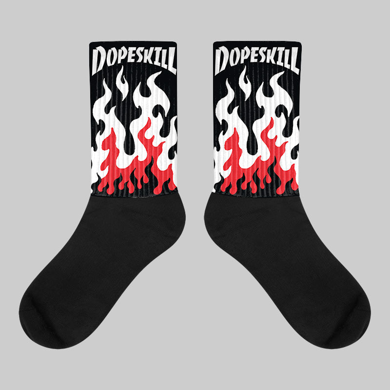 White Thunder 4s superstreetwear Sublimated Socks FIRE Graphic