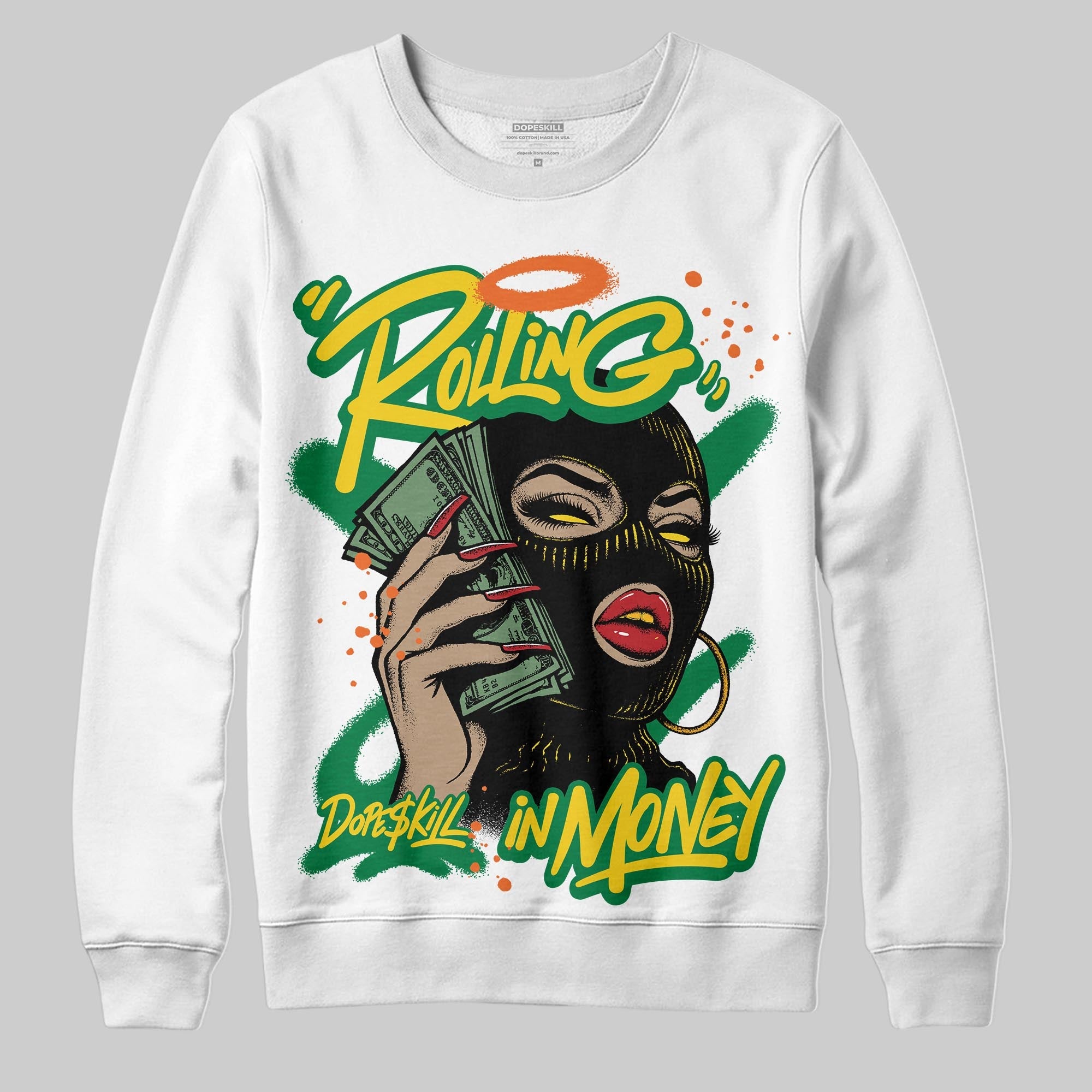 Green Collection superstreetwear Sweatshirt Rolling in Money Graphic
