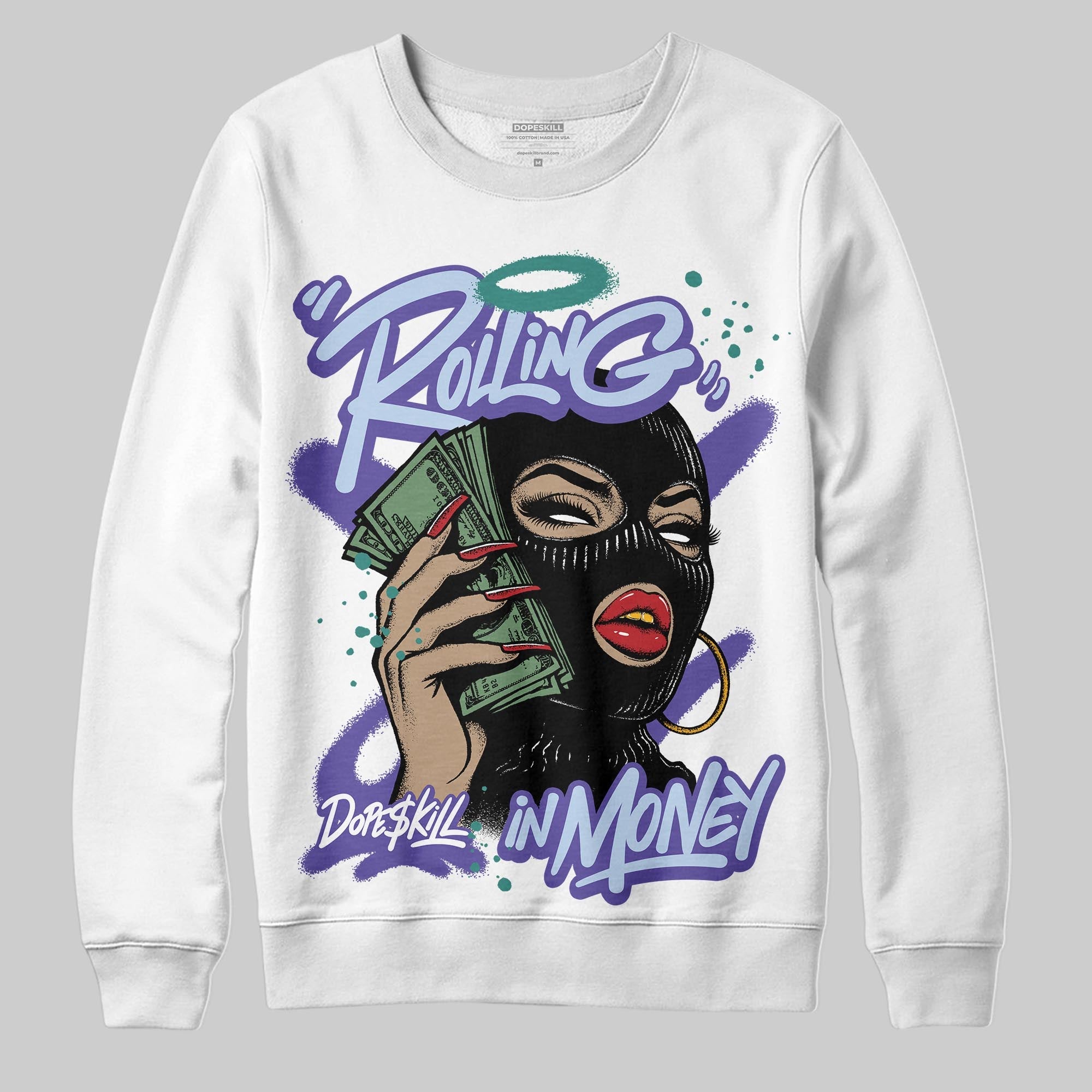 Grape 5s superstreetwear Sweatshirt Rolling in Money Graphic