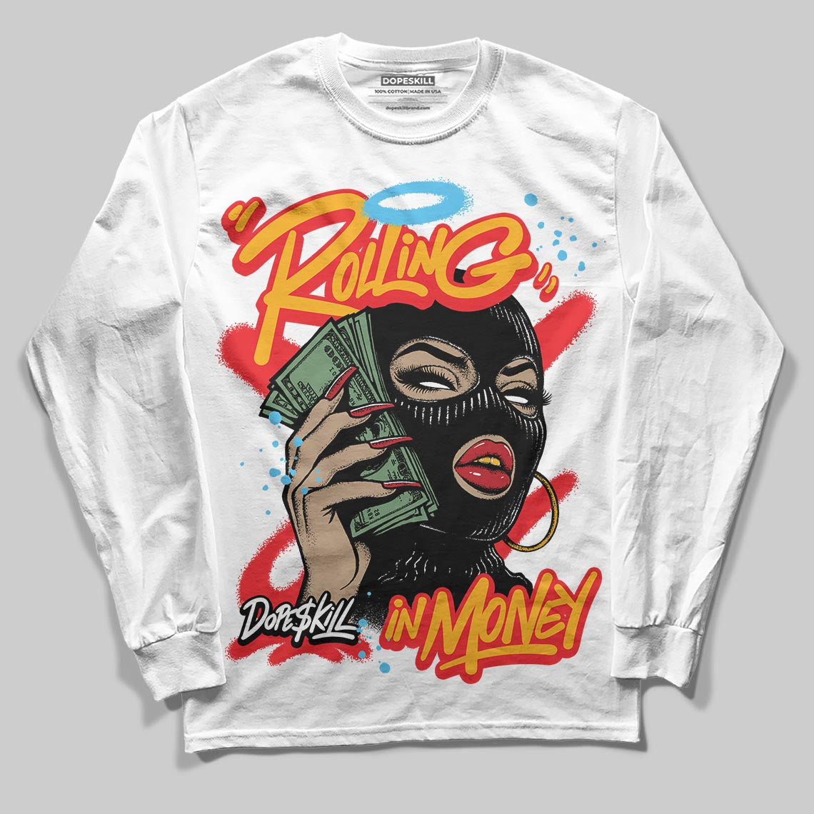 Red Collection superstreetwear Long Sleeve T-Shirt Rolling in Money Graphic