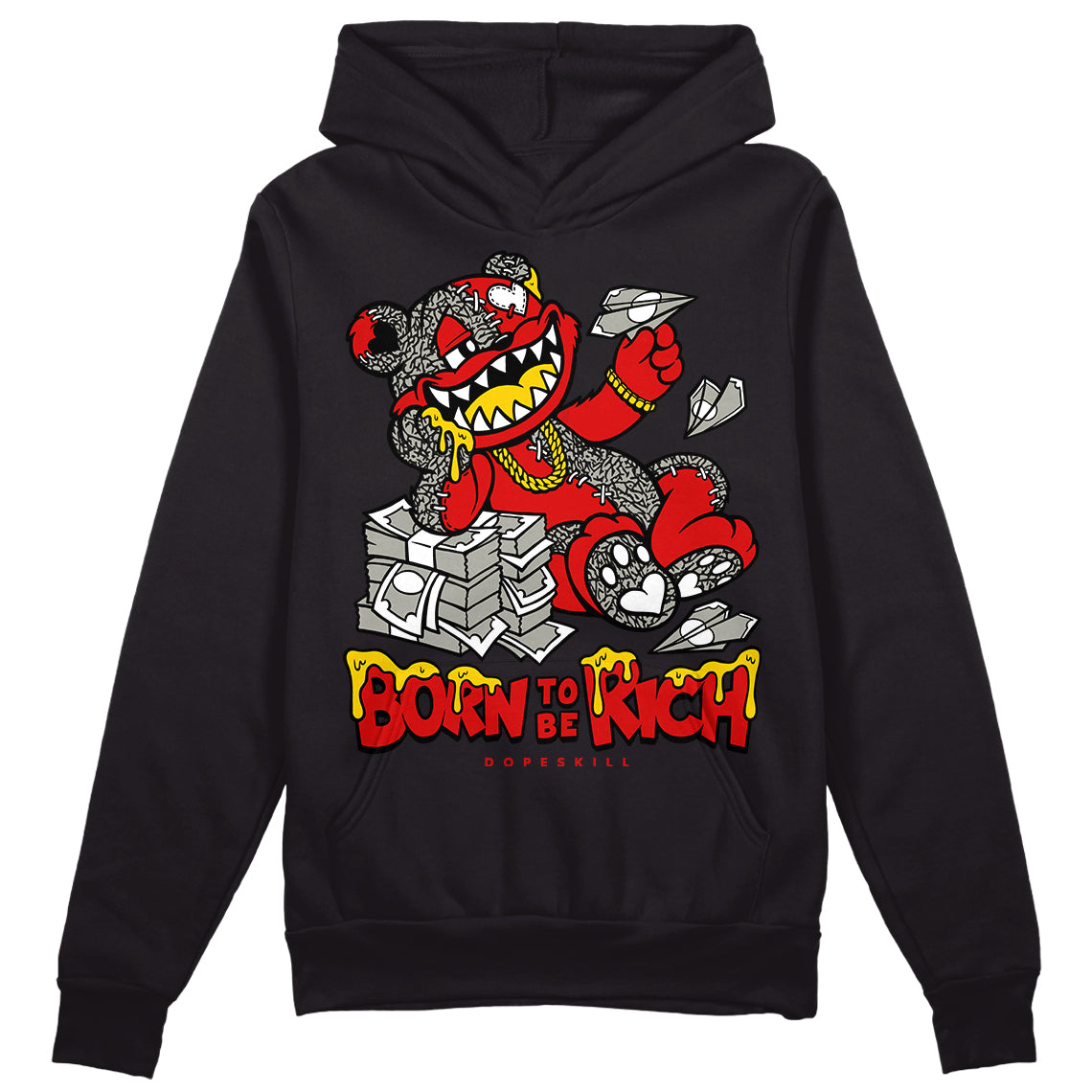 Fire Red 3s superstreetwear Hoodie Sweatshirt Born To Be Rich Graphic