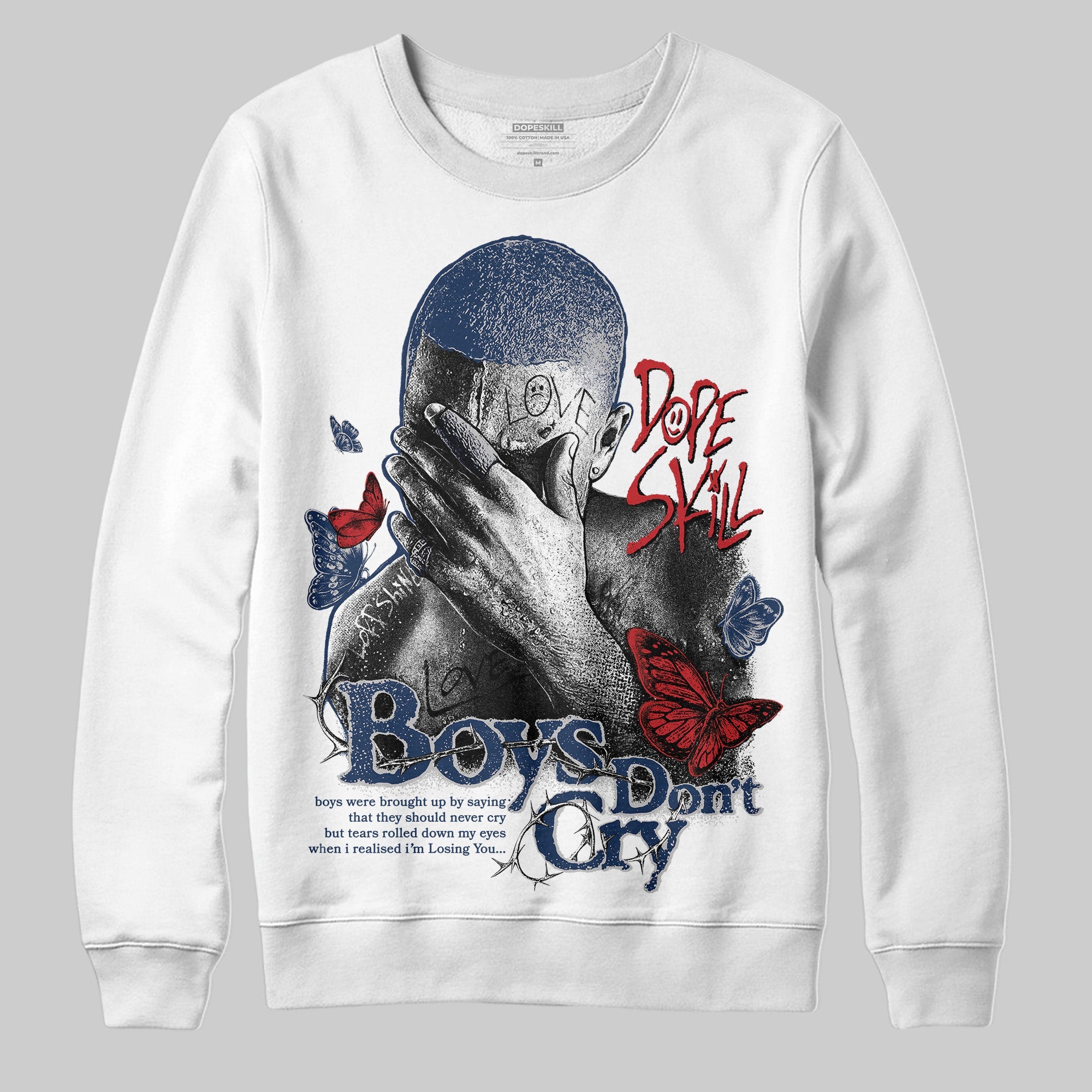 Summit White Navy 4s superstreetwear Sweatshirt Boys Don't Cry Graphic