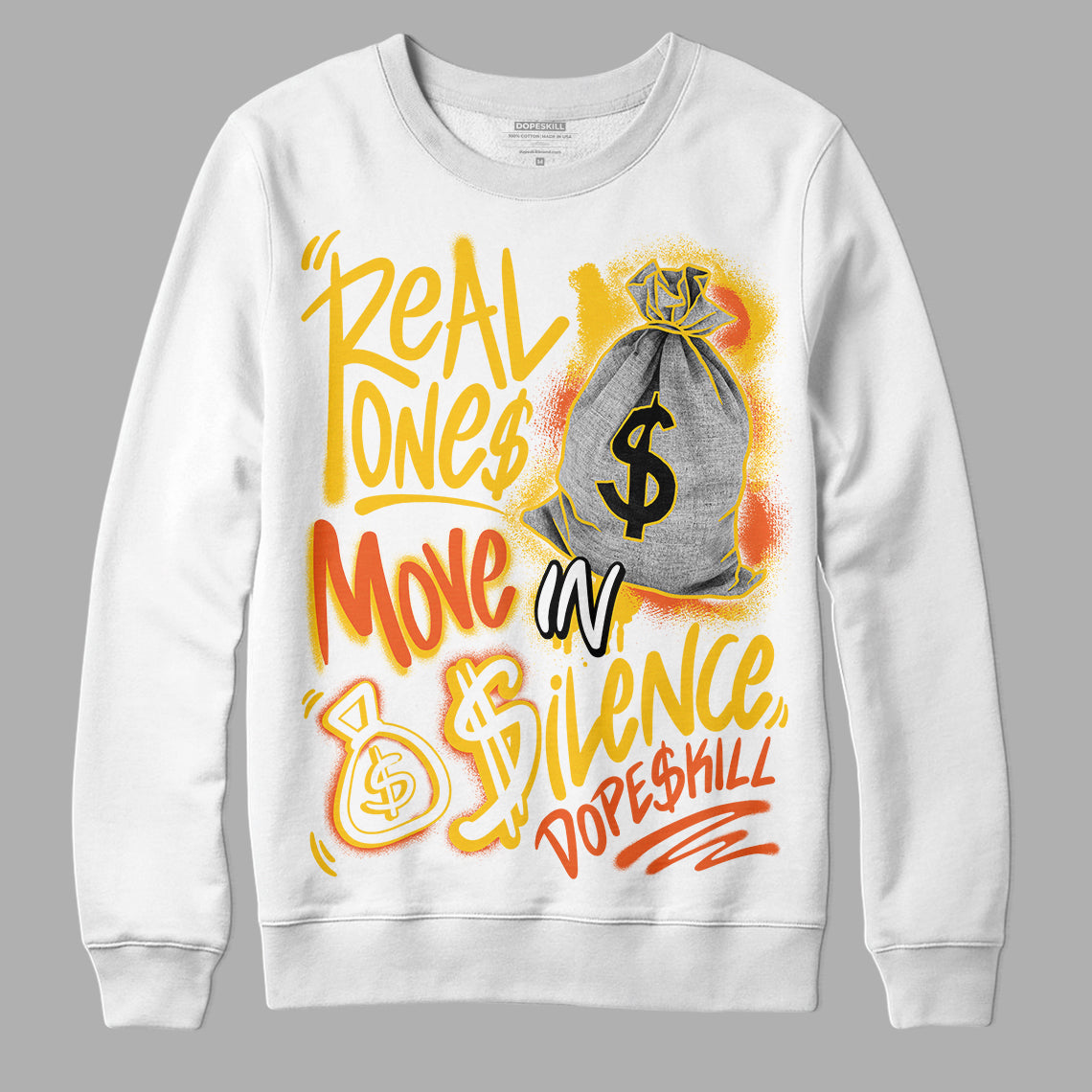 Yellow Collection superstreetwear Sweatshirt Real Ones Move In Silence Graphic