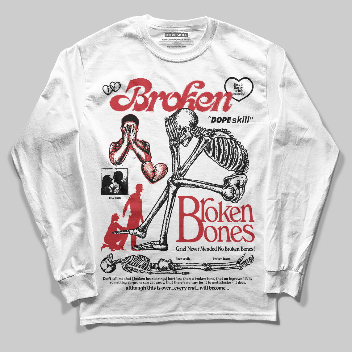 Bred 11s superstreetwear Long Sleeve T-Shirt Broken Bones Graphic