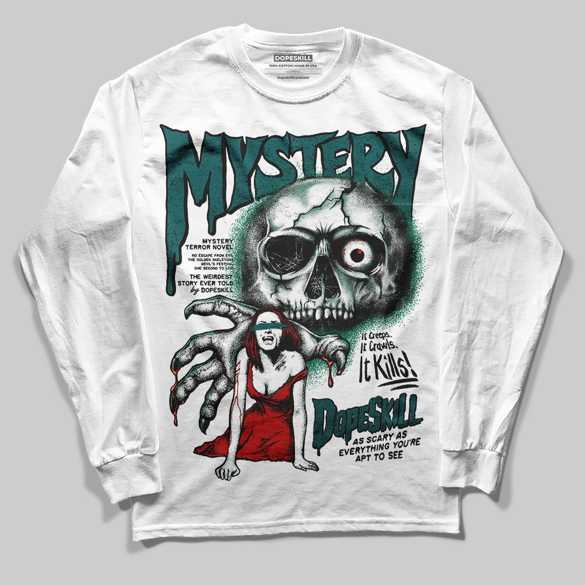 Gel 1130 White Dark Neptune superstreetwear Long Sleeve T-Shirt Mystery Ghostly Grasp Graphic