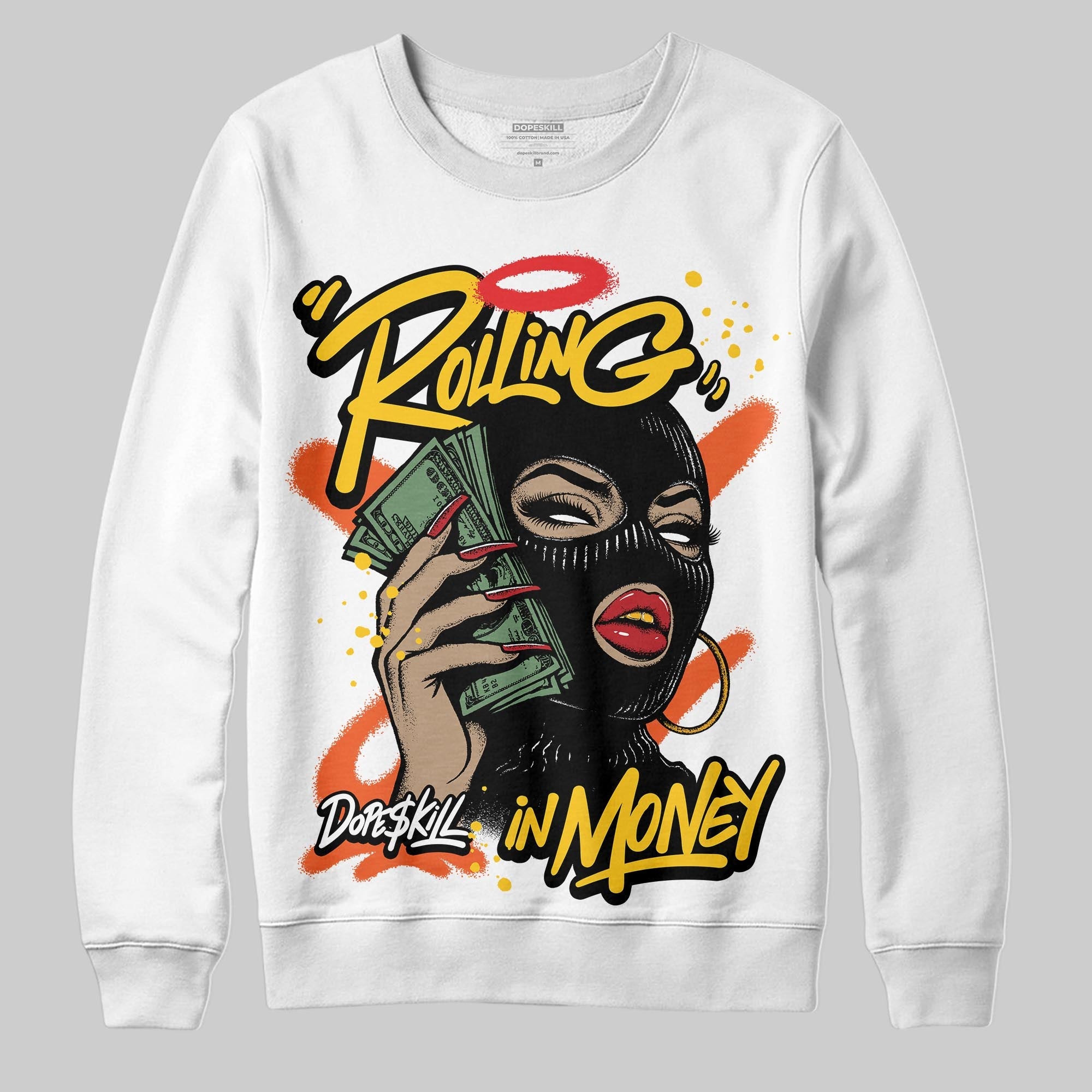 Yellow Collection superstreetwear Sweatshirt Rolling in Money Graphic