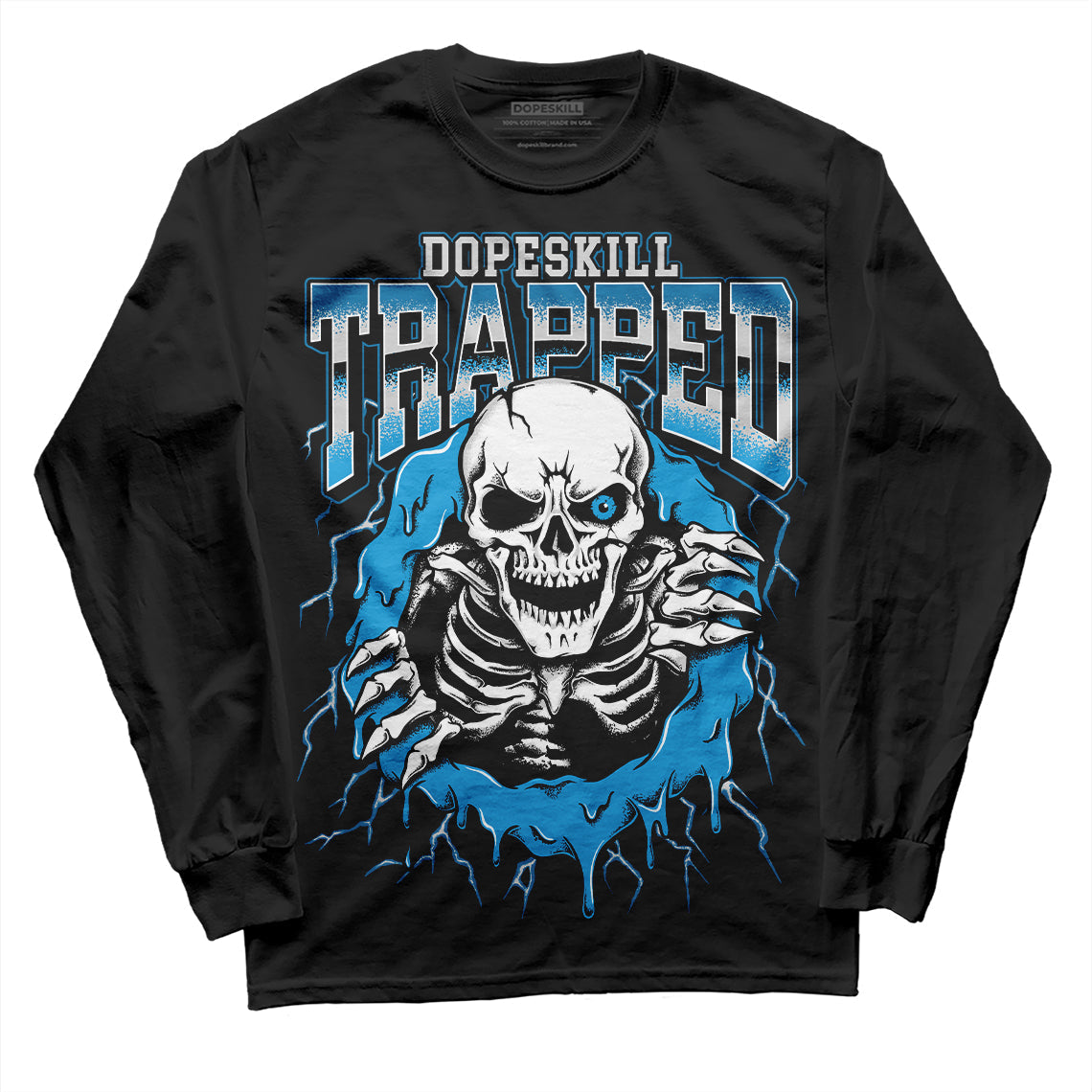 Military Blue 4s superstreetwear Long Sleeve T-Shirt Trapped Halloween Graphic