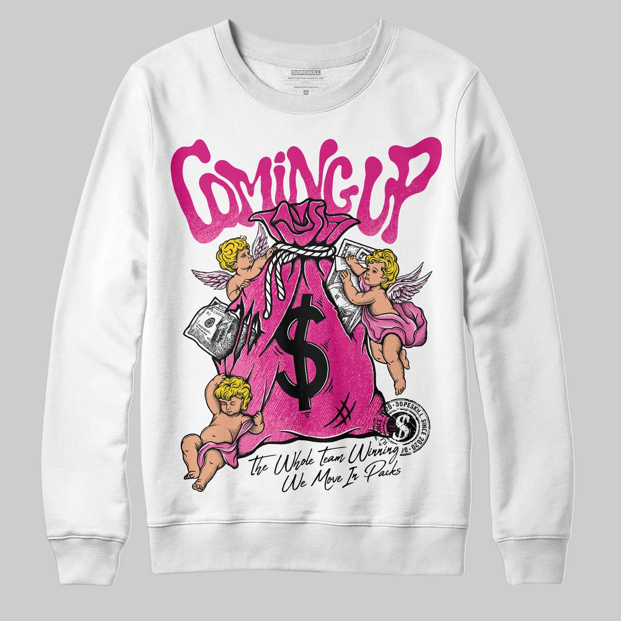 Rick RO Pink Leather Sneakers superstreetwear Sweatshirt Money Bag Coming Up Graphic