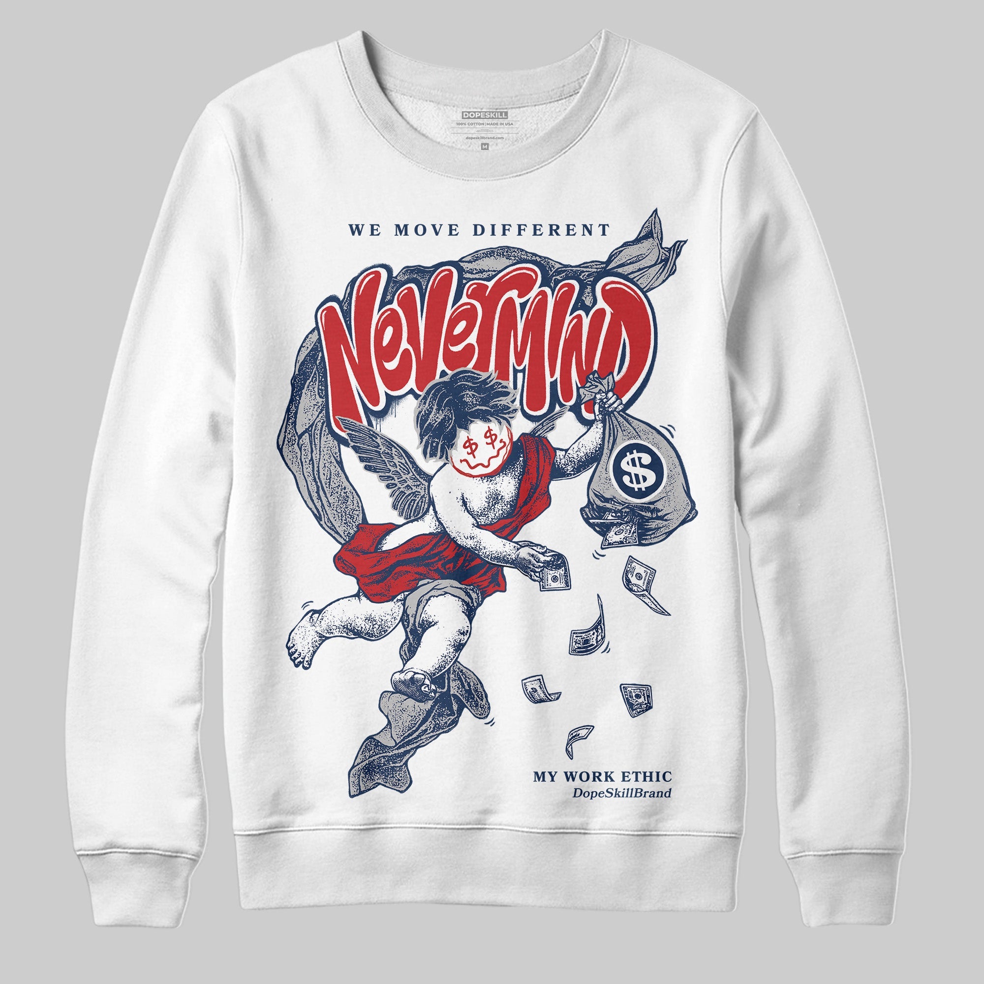 Summit White Navy 4s superstreetwear Sweatshirt Nevermind Graphic