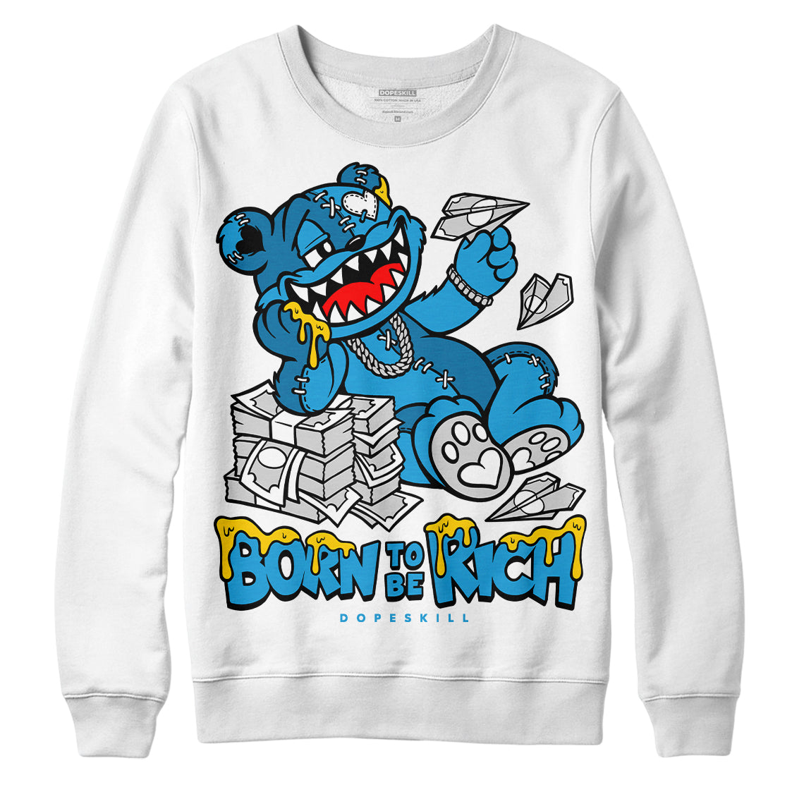 Military Blue 4s superstreetwear Sweatshirt Born To Be Rich Graphic