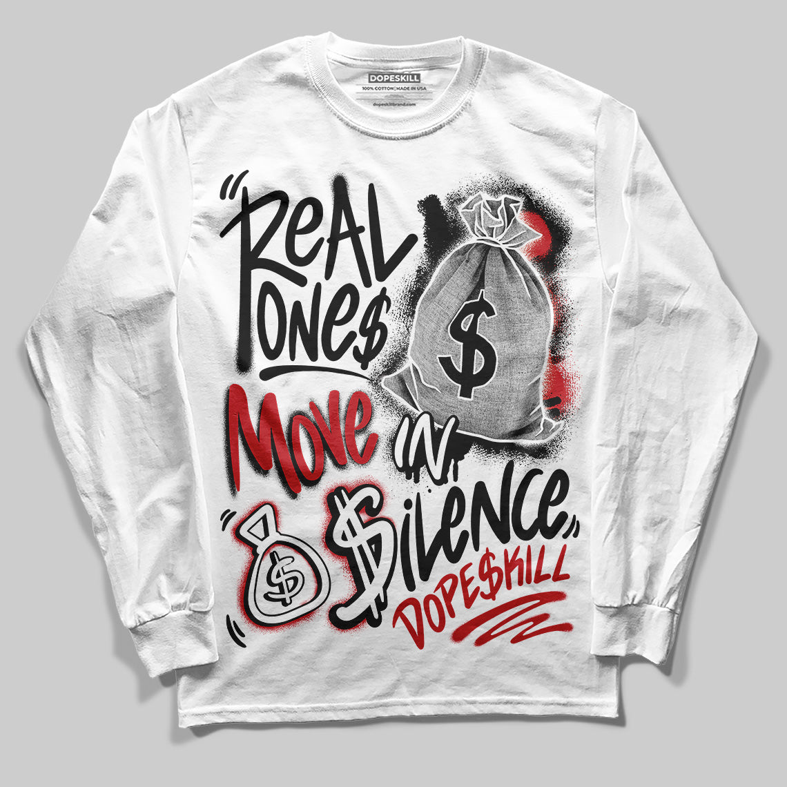 Bred Velvet 11s superstreetwear Long Sleeve T-Shirt Real Ones Move In Silence Graphic