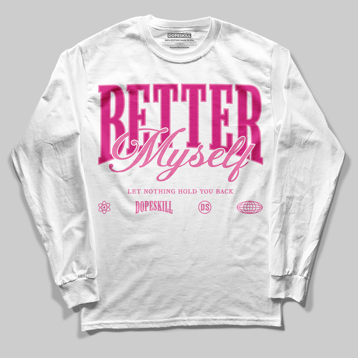 Rick RO Pink Leather Sneakers superstreetwear Long Sleeve T-Shirt Better Myself Graphic
