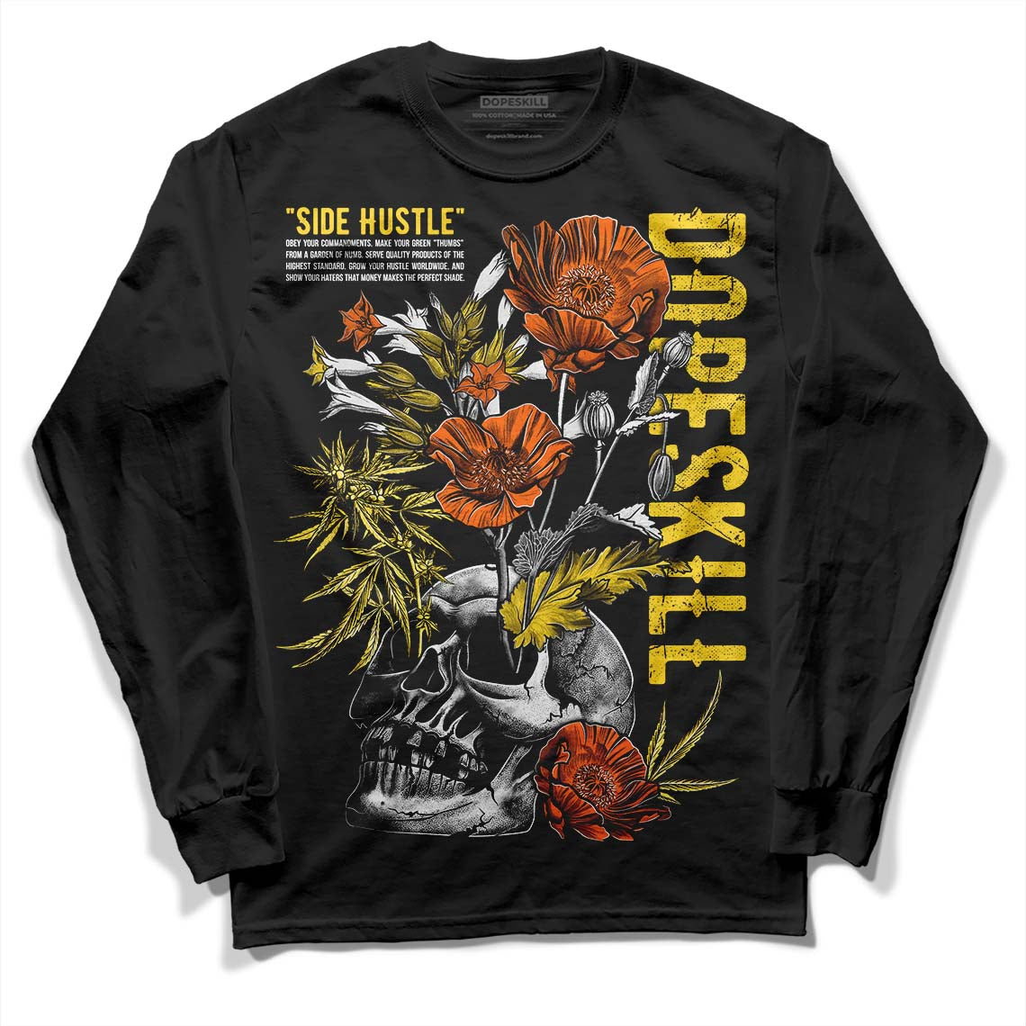 Black Tour Yellow AJ 4 Thunder DopeSkill Long Sleeve T-Shirt Side Hustle Graphic