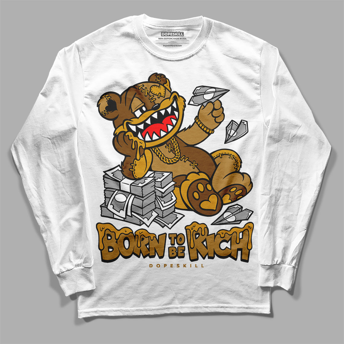 Wheat 13s superstreetwear Long Sleeve T-Shirt Born To Be Rich Graphic