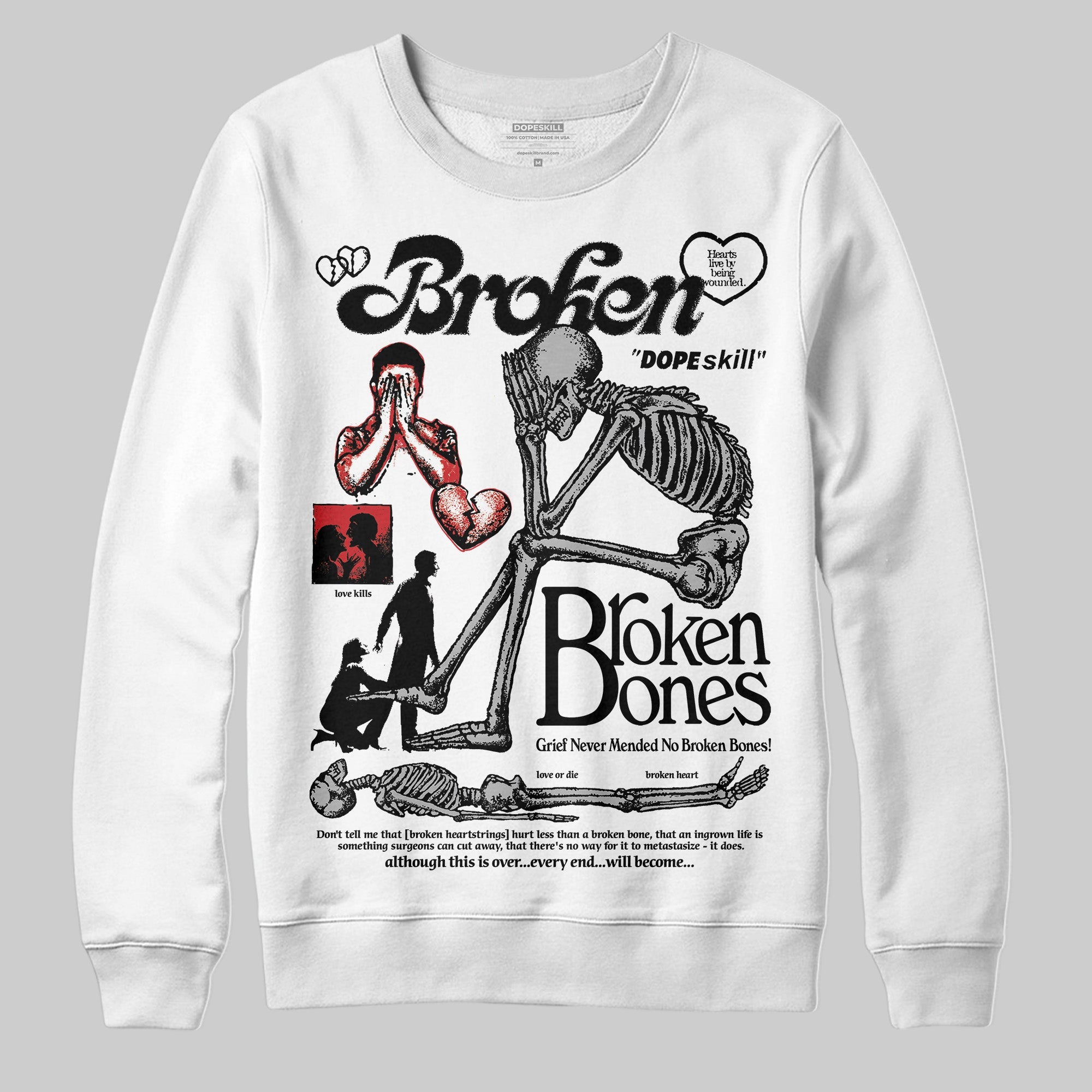 Black Cement 3s superstreetwear Sweatshirt Broken Bones Graphic