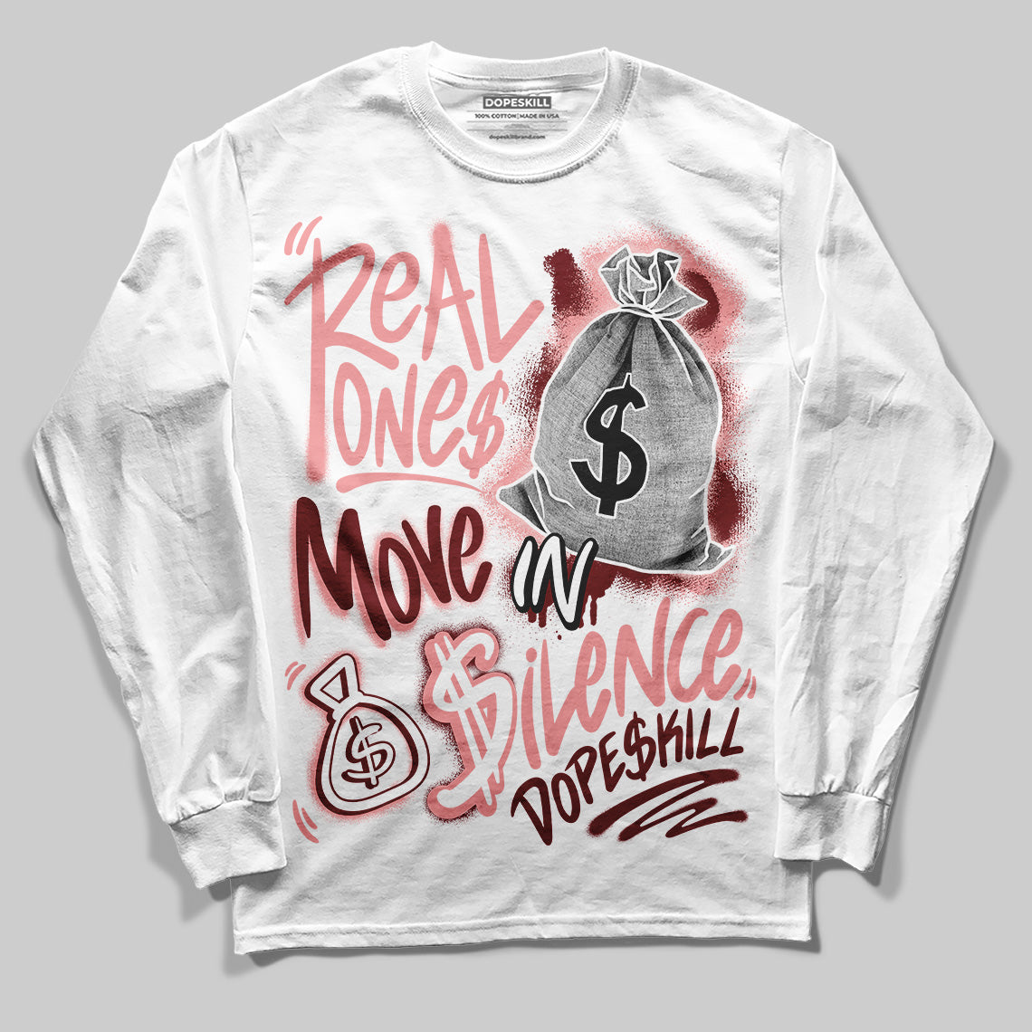 VALENTINE'S Day 3s superstreetwear Long Sleeve T-Shirt Real Ones Move In Silence Graphic