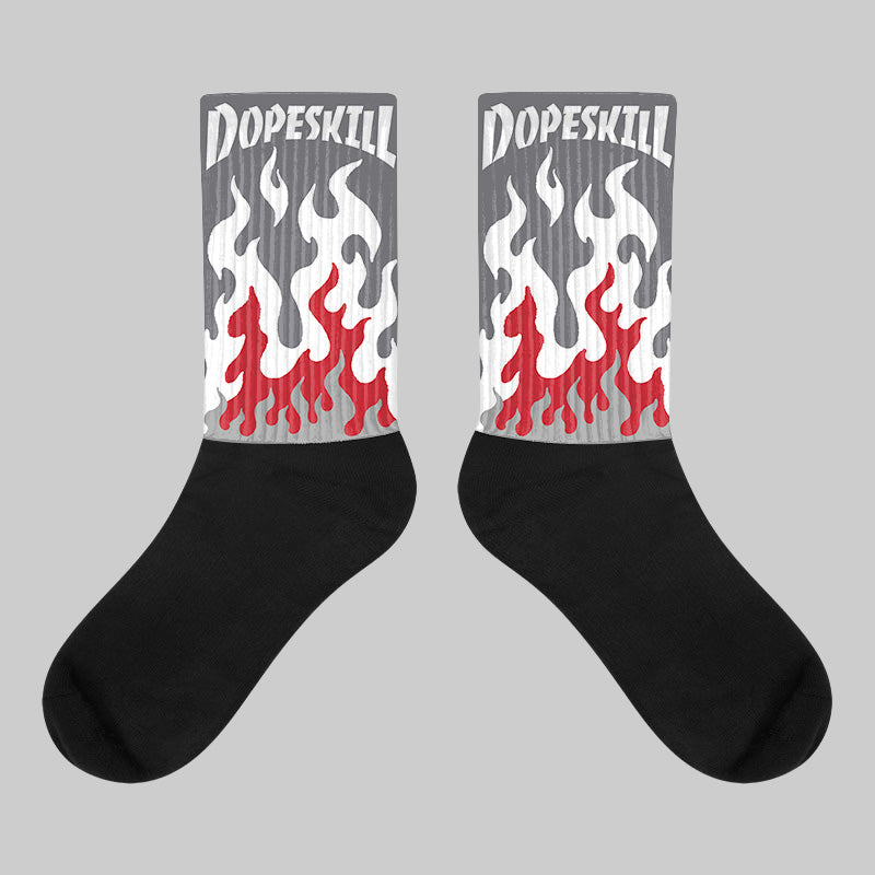 Cement Grey 3s superstreetwear Sublimated Socks FIRE Graphic