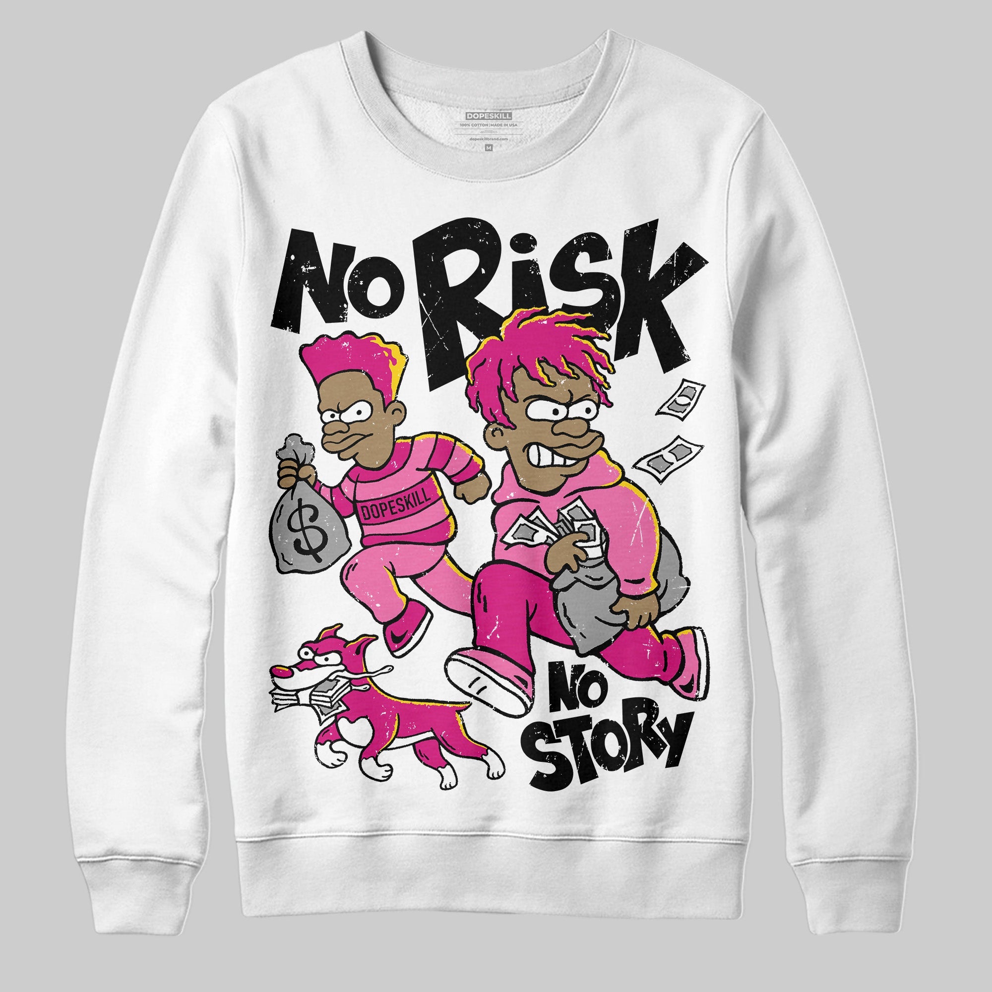 Rick RO Pink Leather Sneakers superstreetwear Sweatshirt No Risk No Story Graphic