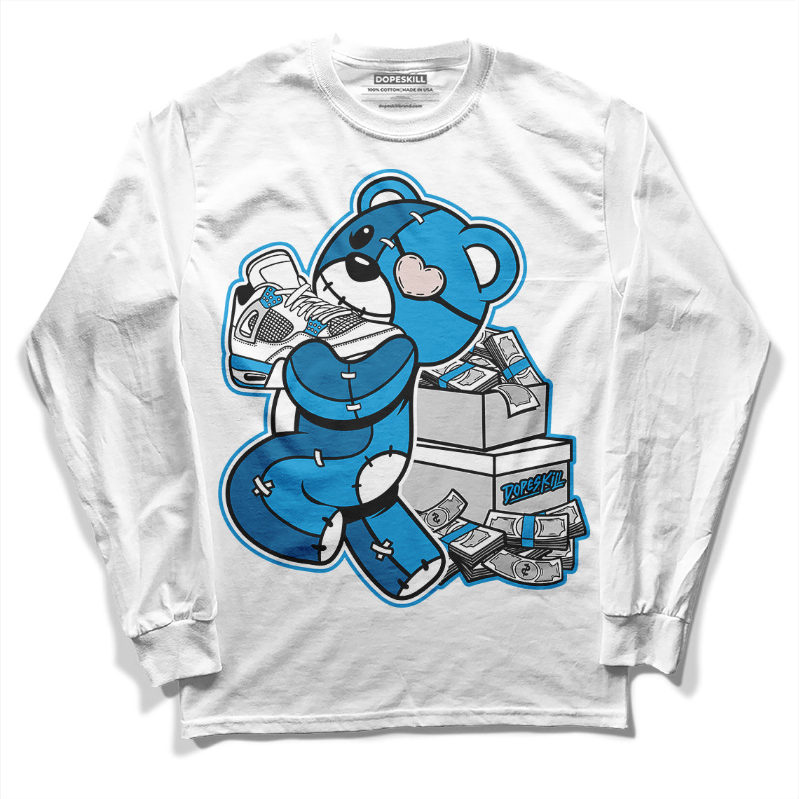 Military Blue 4s superstreetwear Long Sleeve T-Shirt Bear Steals Sneaker Graphic