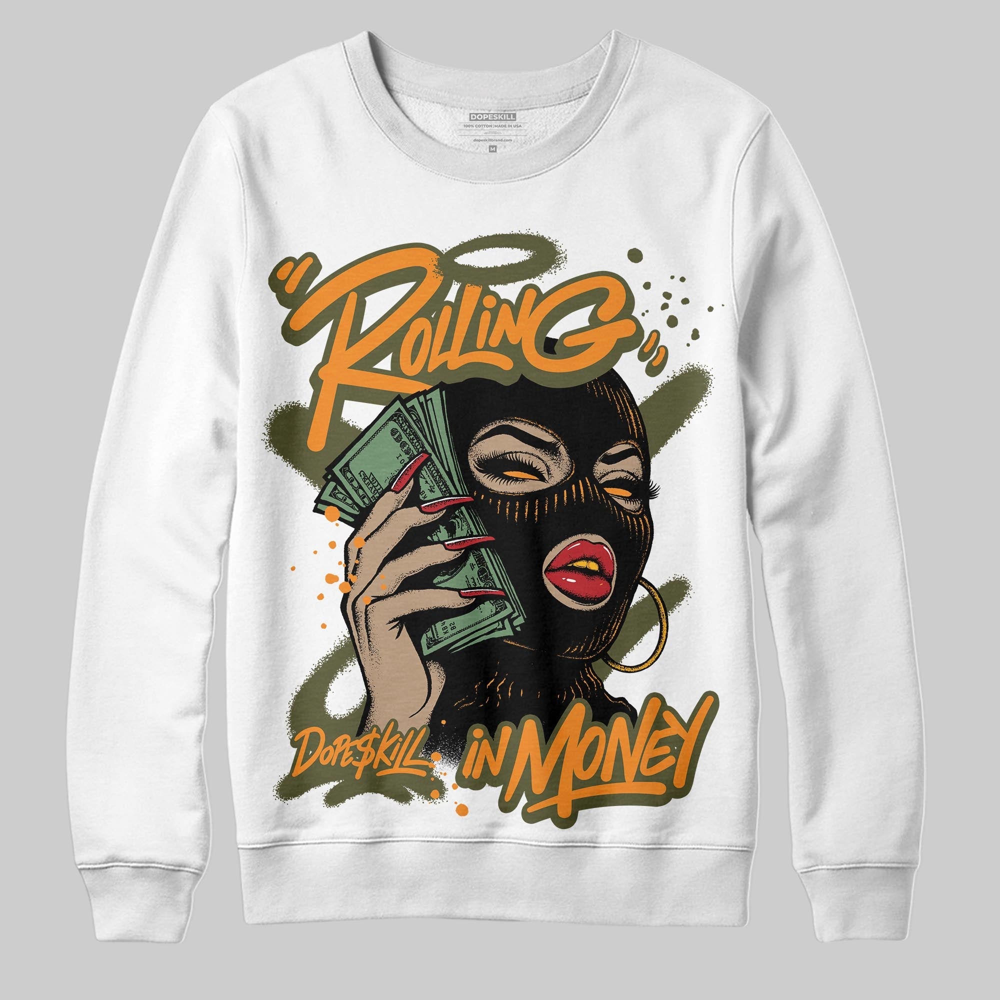 Olive Collection superstreetwear Sweatshirt Rolling in Money Graphic