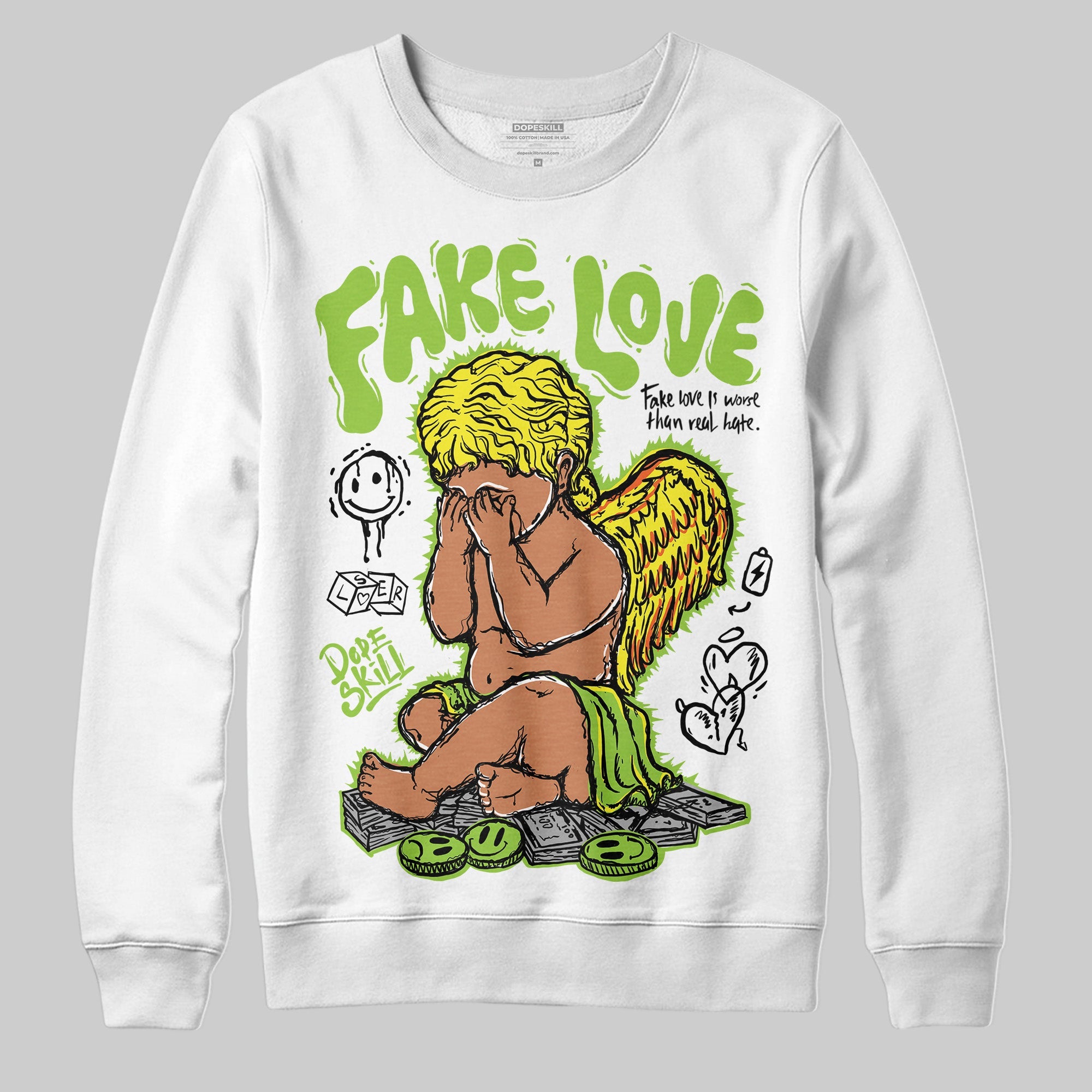 Neon Green Collection superstreetwear Sweatshirt False Love Graphic