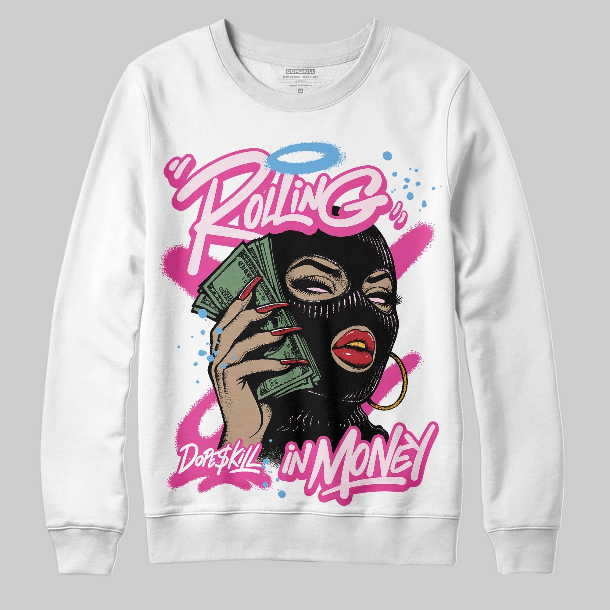 Pink Collection superstreetwear Sweatshirt Rolling in Money Graphic