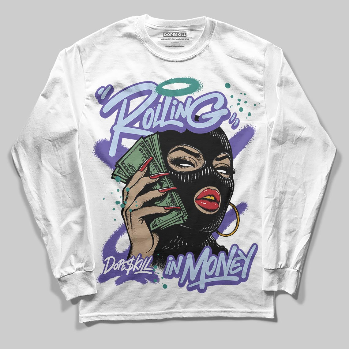 Grape 5s superstreetwear Long Sleeve T-Shirt Rolling in Money Graphic