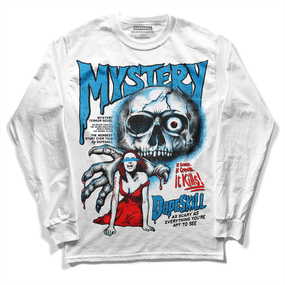 Military Blue 4s superstreetwear Long Sleeve T-Shirt Mystery Ghostly Grasp Graphic