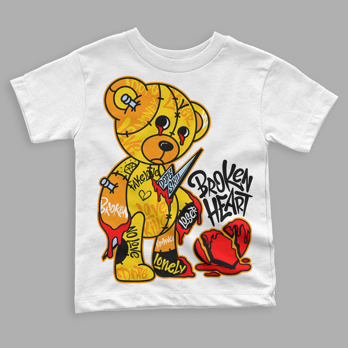 Yellow Ochre 6s superstreetwear Toddler Kids T-shirt Broken Heart Graphic