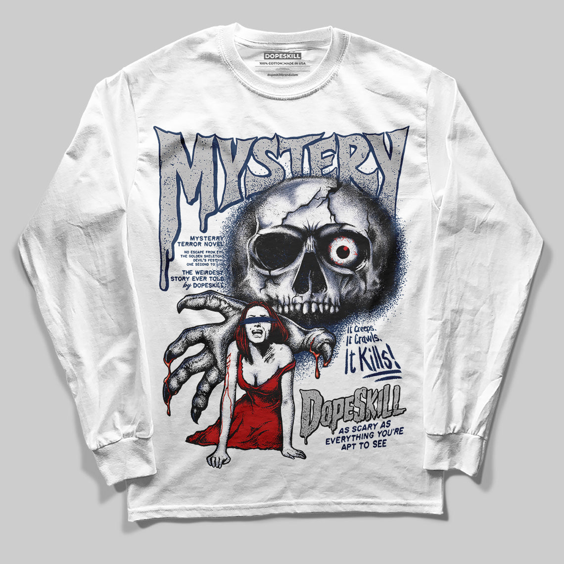 Summit White Navy 4s superstreetwear Long Sleeve T-Shirt Mystery Ghostly Grasp Graphic