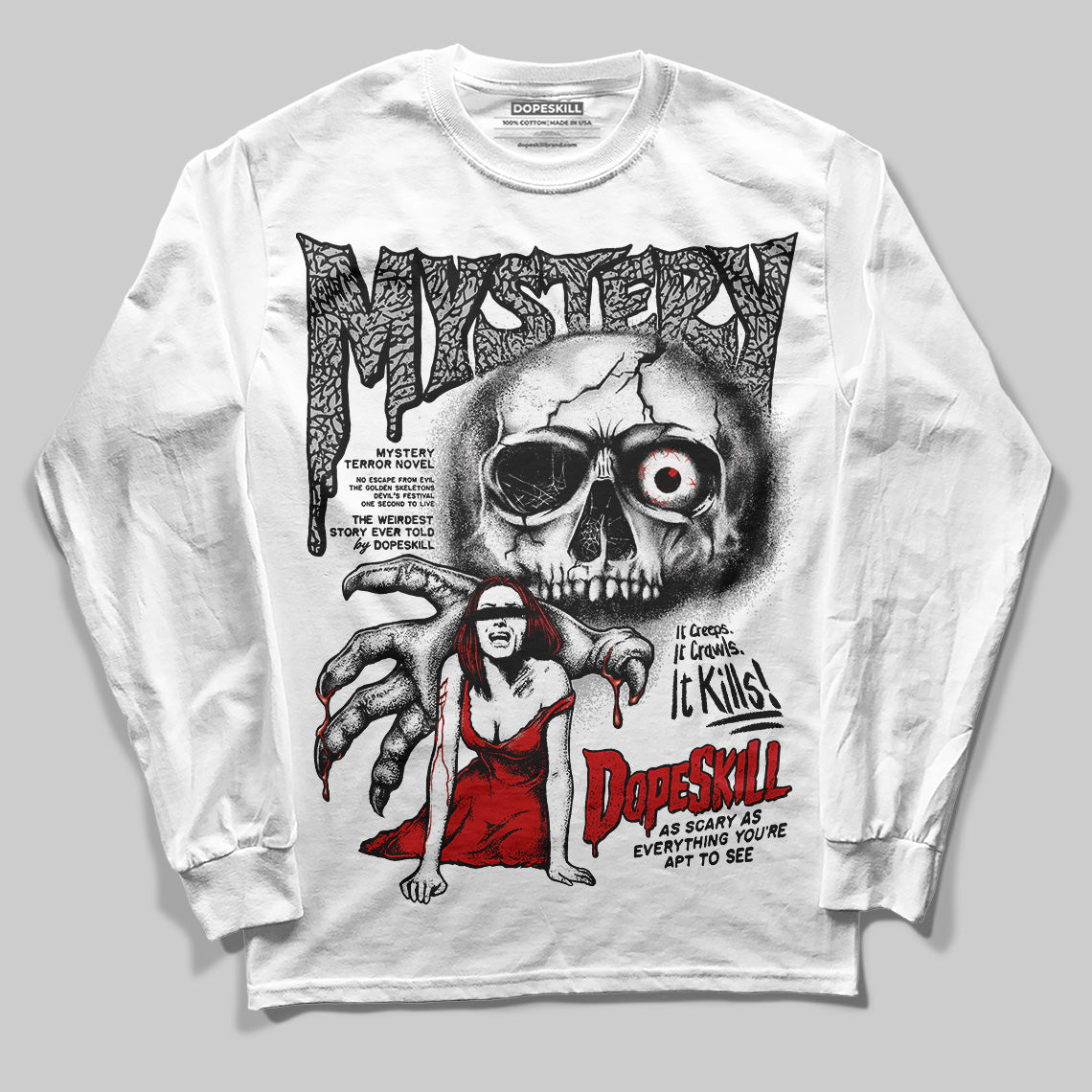 Black Cement 3s superstreetwear Long Sleeve T-Shirt Mystery Ghostly Grasp Graphic
