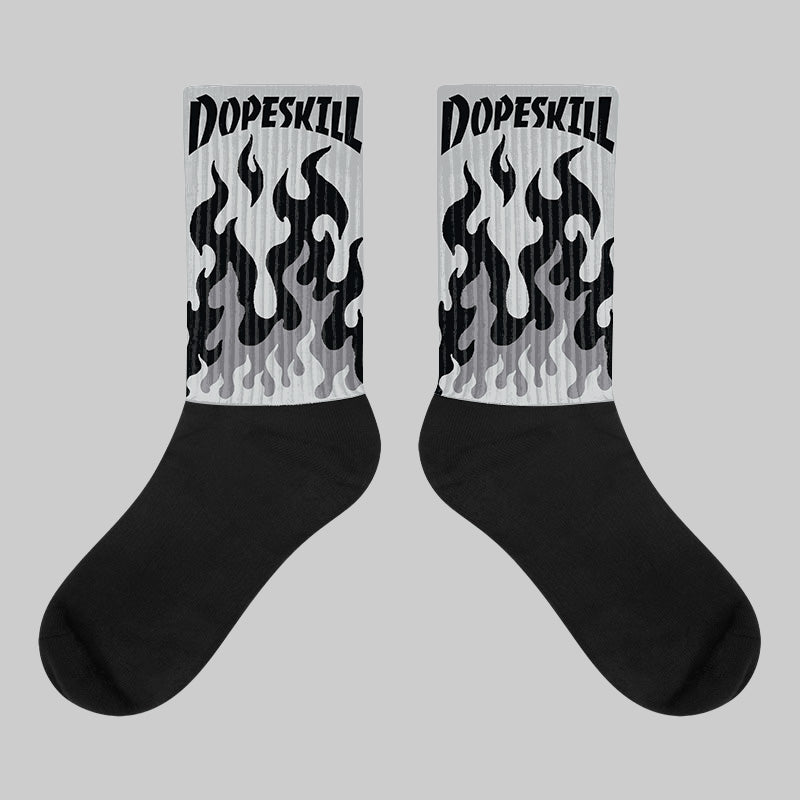 Wolf Grey 12s superstreetwear Sublimated Socks FIRE Graphic