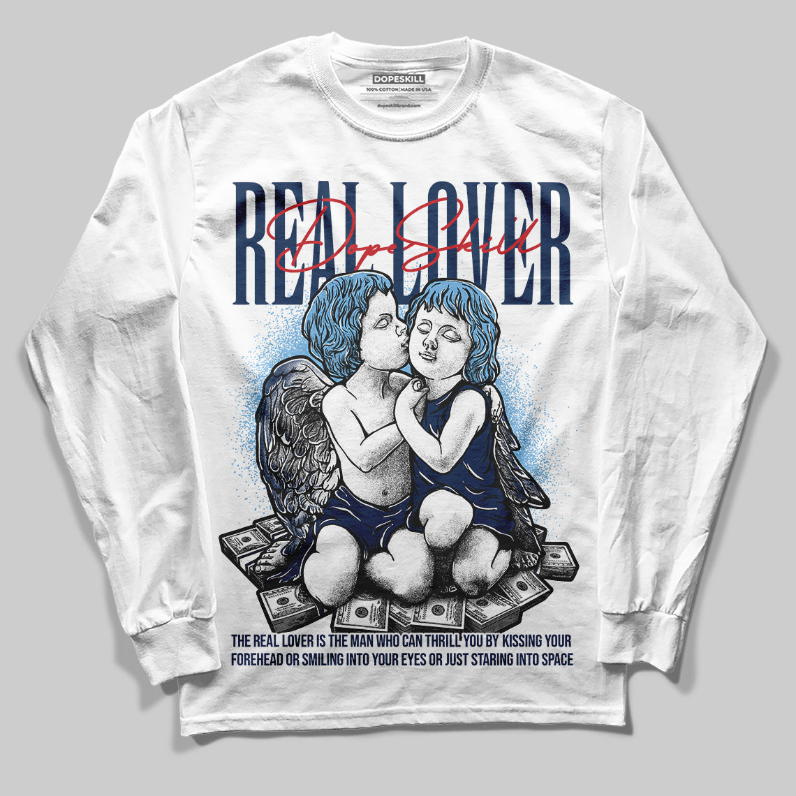 Summit White Navy 4s superstreetwear Long Sleeve T-Shirt Real Lover Graphic