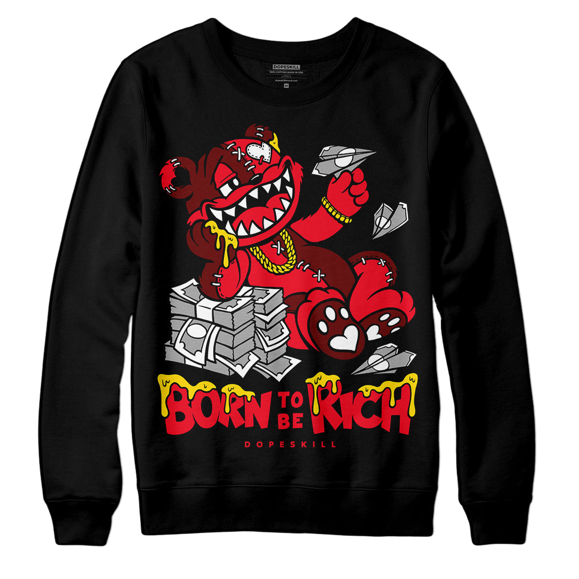 Red Thunder 4s superstreetwear Sweatshirt Born To Be Rich Graphic
