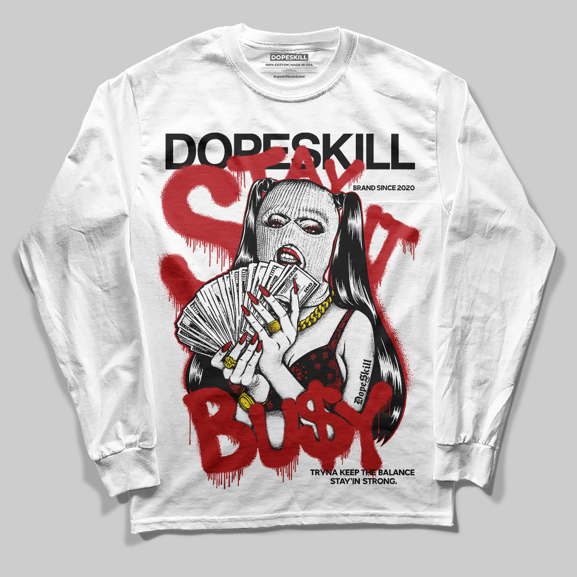 Flu Game 12s superstreetwear Long Sleeve T-Shirt Stay It Busy Graphic