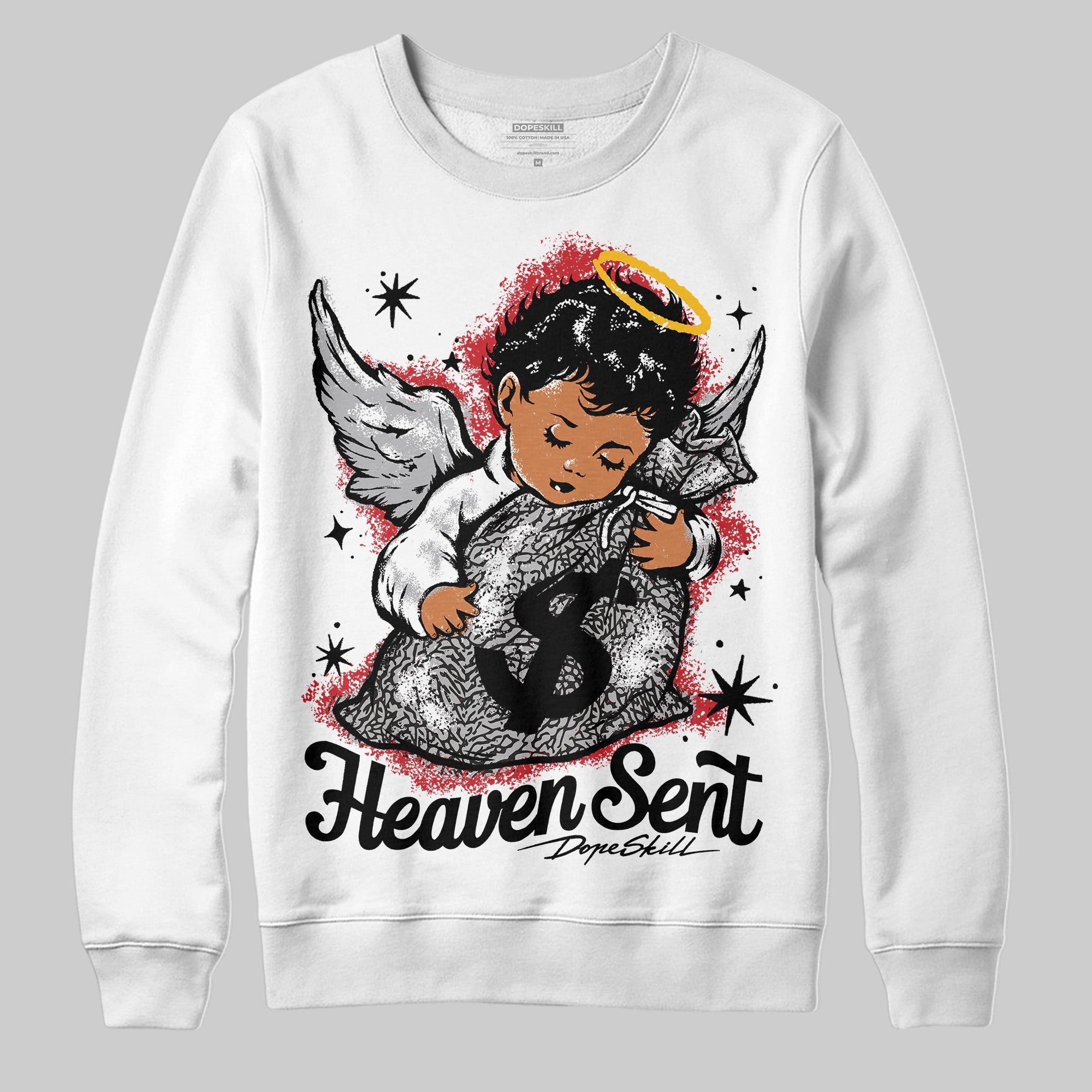 Black Cement 3s superstreetwear Sweatshirt Heaven Sent Graphic